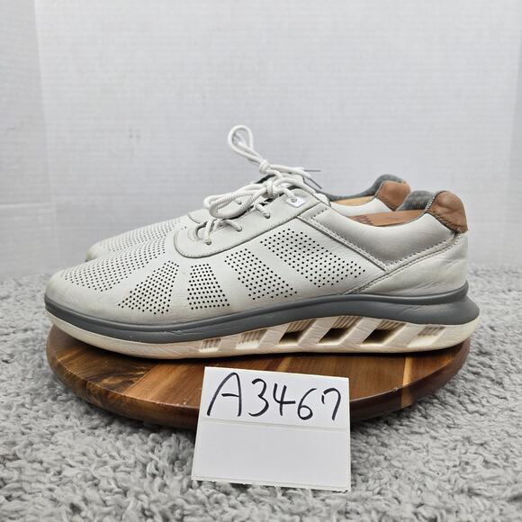Johnston & Murphy Activate U-Throat White Leather Casual Lace Up Sneaker Mens 12 - Picture 1 of 13